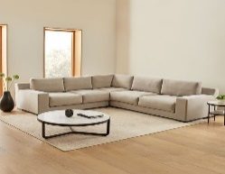 Straight Group Sofa With L-Shape Legs (Moveable Seats)