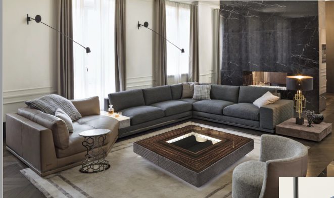 Straight Group Sofa with Double Wooden Base