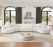 Group Sofa Curved Back with Wooden Base
