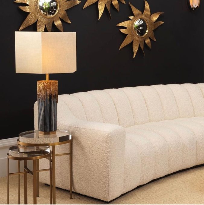 4 PS Sofa Curved Back + Wooden Base