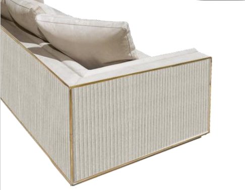 4 PS Sofa with Wood on Hand and Back Frame Painted Bronze