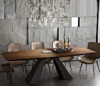 Veneer Dining Table 240 cm + Black Powder Coated Metal Base