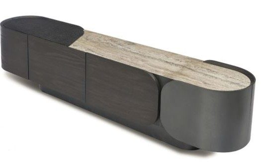 Buffet 220 cm Oval shape with Marble Top (Silver Travertine or Similar)