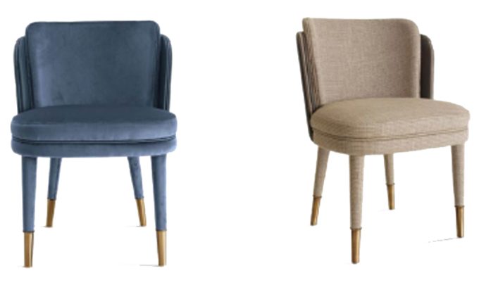 Dining Chair Double Back with Brass Tips