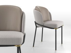 Dining Chair Back and Base Upholstered / Simple Size / with Normal Paint Metal Legs